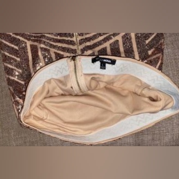 Fashion Nova Rose Gold Sequin Mini Dress Size L - Picture 3 of 5